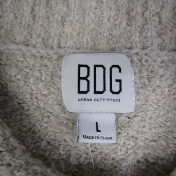 BDG UO Urban Outfitters NWT NEW Large Beige Button Up Collared Sweater - Picture 2 of 8